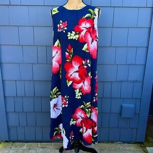 ❤️💙❤️Aloha Fashion dress maxi one size blue red rayon soft